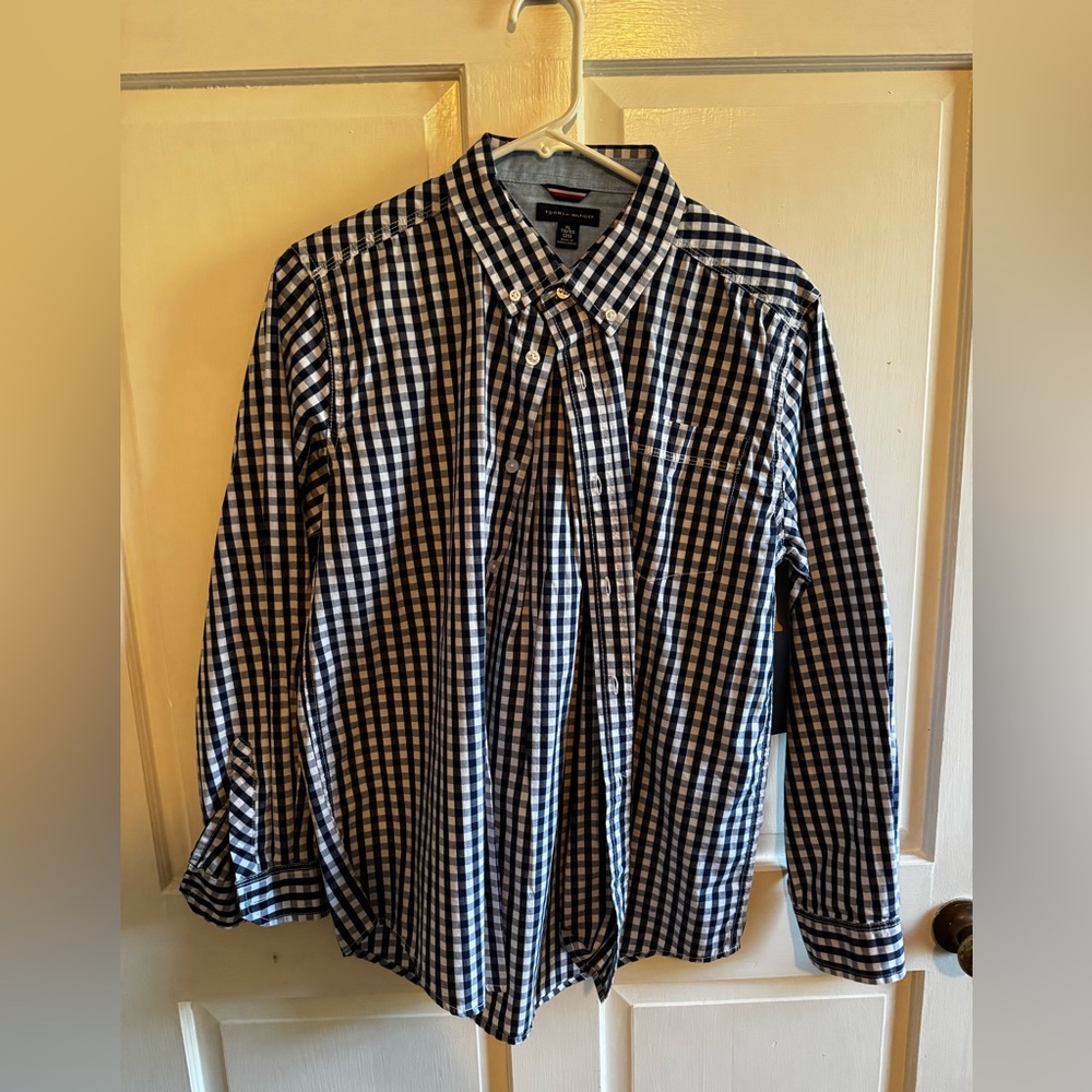 Tommy Hilfiger Navy and White Checkered Shirt